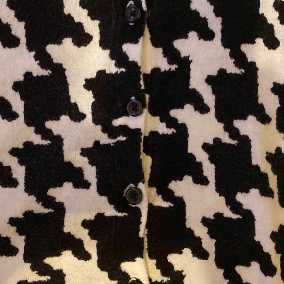 Houndstooth Cardigan button up long Sleeve Sweater light weight Black White XL - Picture 4 of 4